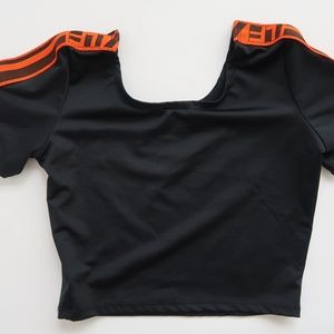LF Orange-Stripe Crop Top